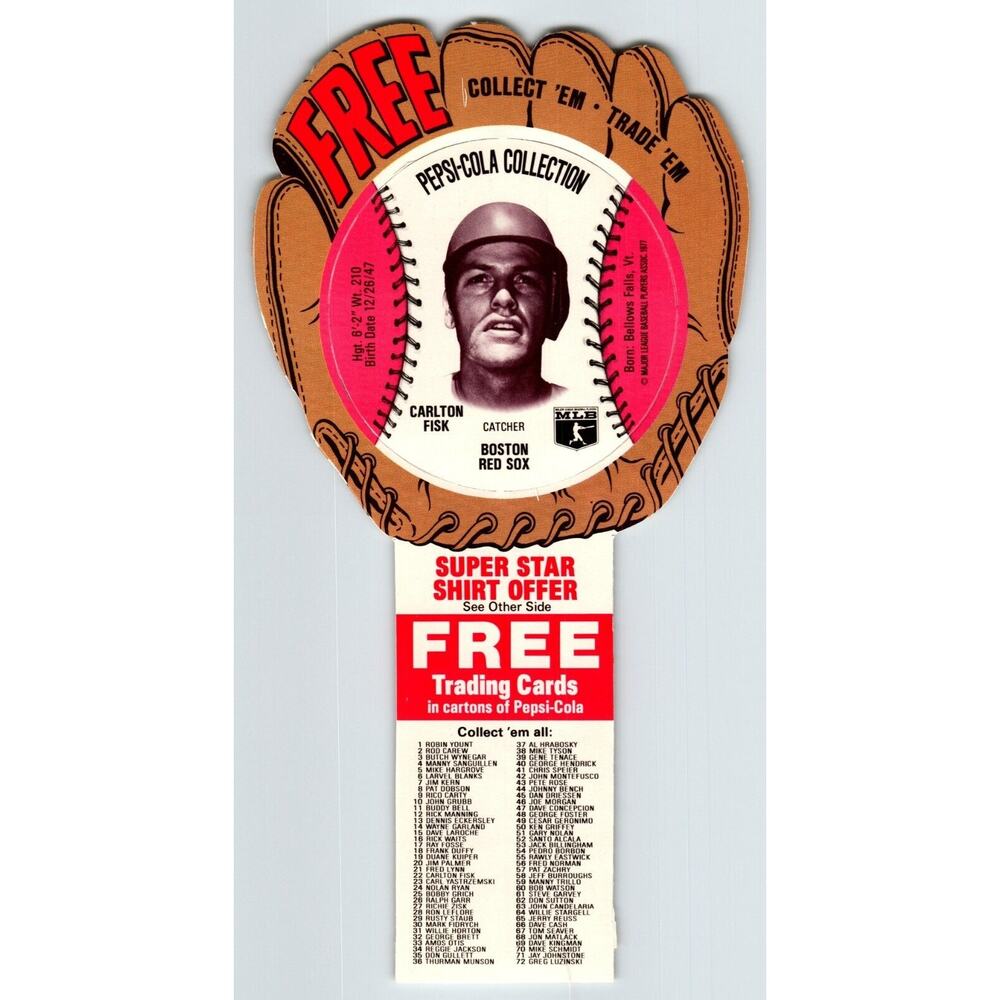 Pepsi-Cola Baseball Trading Card 1977 Carlton Fisk Boston Red Sox MLB Diecut